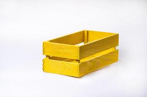 Wooden crate on white background isolated photo