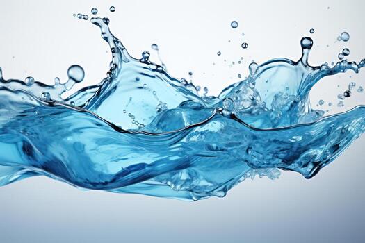 AI generated Blue water splash isolated on white background. copy space photo