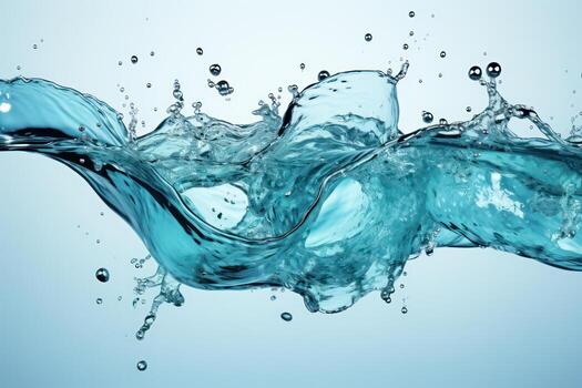 AI generated Blue water splash isolated on white background. copy space photo