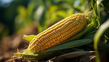 AI generated Fresh organic corn on the cob, a healthy summer meal generated by AI photo