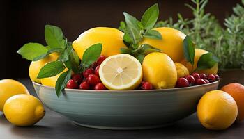 AI generated Fresh citrus fruit, healthy eating, nature juicy refreshment generated by AI photo