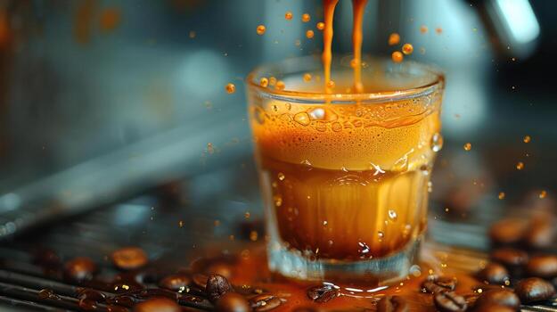 AI generated Espresso coffee shot , Copy space photo