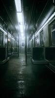 vertical empty metal subway train in urban Chicago video