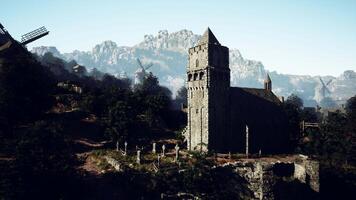 el antiguo cristiano Iglesia es construido de basalto video