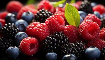 AI generated Freshness and nature in a bowl of juicy berries generated by AI photo