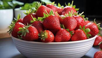 ai generado frescura y dulzura en un cuenco de vibrante Fruta generado por ai foto