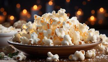 AI generated Fresh gourmet snack on wooden table, sweet indulgence indoors generated by AI photo
