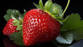 AI generated Freshness and sweetness in nature juicy, ripe strawberry generated by AI photo