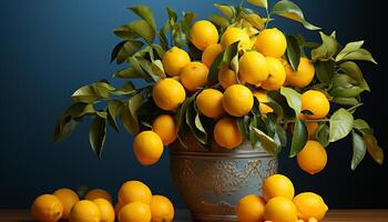 AI generated Fresh citrus fruits, nature vibrant, healthy, juicy refreshment generated by AI photo