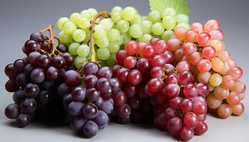 AI generated Fresh, ripe fruit grape bunches, nature healthy dessert generated by AI photo