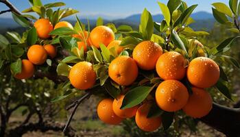 AI generated Freshness of citrus fruit in nature vibrant landscape generated by AI photo