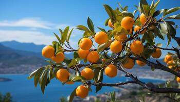 AI generated Freshness of citrus fruit in nature, a vibrant summer generated by AI photo