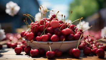 AI generated Freshness of nature on table, healthy eating with organic food generated by AI photo