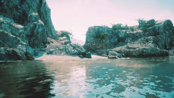 panoramic view of nice colorful huge cliff and sea video