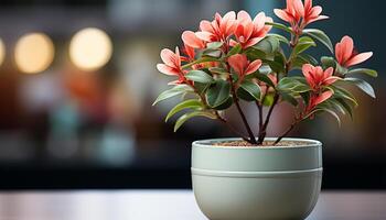 AI generated A fresh green plant grows indoors, bringing nature inside generated by AI photo