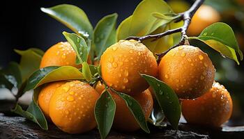 AI generated Fresh citrus fruits, nature juicy, healthy, vibrant refreshment generated by AI photo