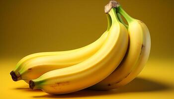 ai generado fresco, maduro plátano naturaleza saludable, dulce, amarillo bocadillo generado por ai foto