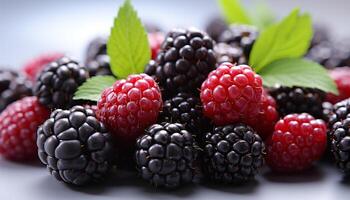 AI generated Freshness of summer berries on a wooden table generated by AI photo