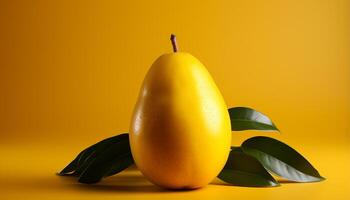 AI generated Fresh, ripe, juicy citrus fruit on a yellow background generated by AI photo