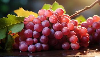 AI generated Freshness of ripe grape, nature juicy snack in autumn generated by AI photo