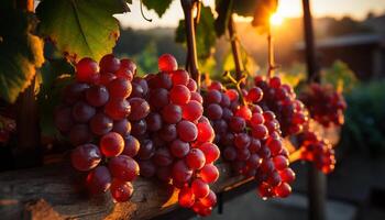 AI generated Fresh grape harvest in autumn, nature sweet refreshment generated by AI photo