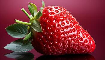 AI generated Freshness and sweetness of ripe strawberry, a healthy gourmet dessert generated by AI photo