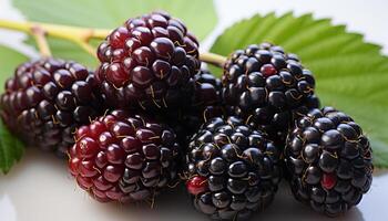 AI generated Freshness and nature in a close up of ripe, organic berries generated by AI photo