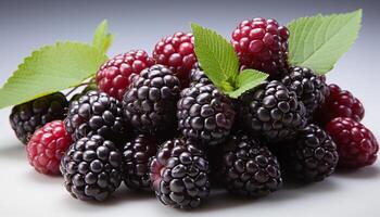 AI generated Freshness and nature in a bowl of ripe, juicy berries generated by AI photo