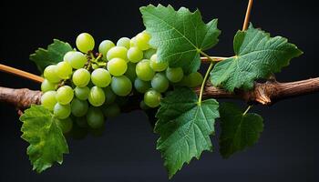 AI generated Freshness and growth in nature vineyard, ripe grape bunch generated by AI photo