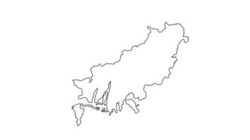 geanimeerd schetsen kaart van Busan in zuiden Korea video