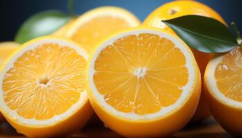 AI generated Fresh citrus fruits orange, lemon, lime, grapefruit, juicy and vibrant generated by AI photo