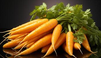 AI generated Fresh, healthy, organic vegetables carrot, parsley, and leaf generated by AI photo