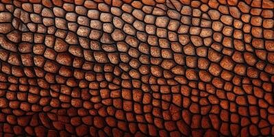 AI Generated Textured Brown Crocodile Skin Pattern. Animal Texture Background. Generative AI photo