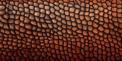 AI Generated Textured Brown Crocodile Skin Pattern. Animal Texture Background. Generative AI photo