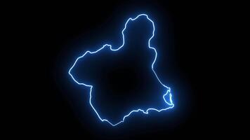 map of Murcia in spain with glowing neon effect video