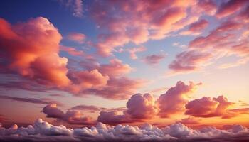 AI generated Dramatic sky, vibrant colors, tranquil scene, beauty in nature generated by AI photo