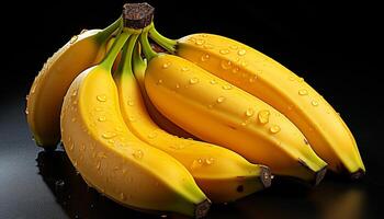 AI generated Freshness of yellow banana, nature healthy eating, organic and wet generated by AI photo