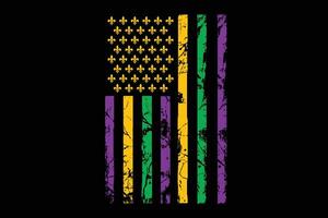 US Flag Mardi Gras T-Shirt Design vector