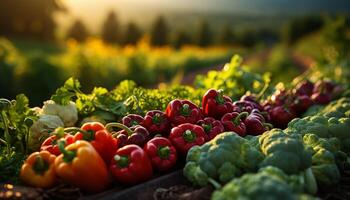 AI generated Fresh vegetables from the farm, nature healthy eating gift generated by AI photo