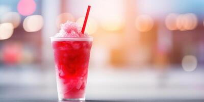 ai generado con hielo limonada vaso con hielo cubitos. frío beber, sabroso frio cóctel. refrescante rojo bebida. de cerca, Copiar espacio. foto