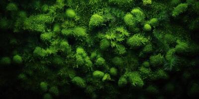 AI Generated Dark Green Moss. Forest Mossy Texture. Generative AI photo