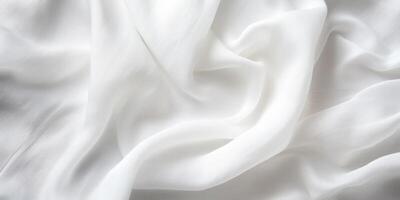 AI Generated Elegant White Satin Material. Abstract Textile Background. Silk Fabric Smooth Texture. Generative AI photo