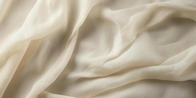 AI Generated Wrinkled Fabric Texture. Linen Wave Cloth. Soft Crumpled Sheet. Generative AI photo