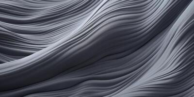 AI Generated Grey Fabric Waves. Crumpled Textile Surface, Natural Cloth. Generative AI photo