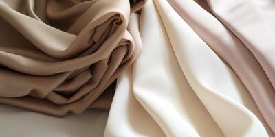 AI Generated Luxury Fabric Folds In Beige, Cream, And Blush Tones. Generative AI photo