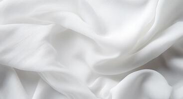 AI Generated Neutral Soft Silk Textile. White Satin Fabric With Wave Smooth Texture. Generative AI photo