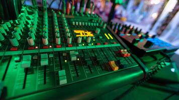 Professional studio equipment for sound mixing . photo