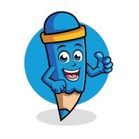 Pencil Cartoon Character Giving Thumb up Happy Mascot Vector Illustration