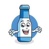 Bottle Cartoon Character Surprising Pose Happy Mascot Vector Illustration Clipart