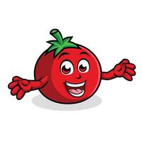 tomate dibujos animados personaje sorprendente actitud contento mascota vector ilustración clipart